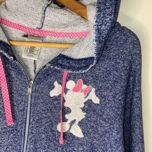 Disney Parks Minnie Mouse Women’s Zip Hoodie Jacket – Blue, Size M